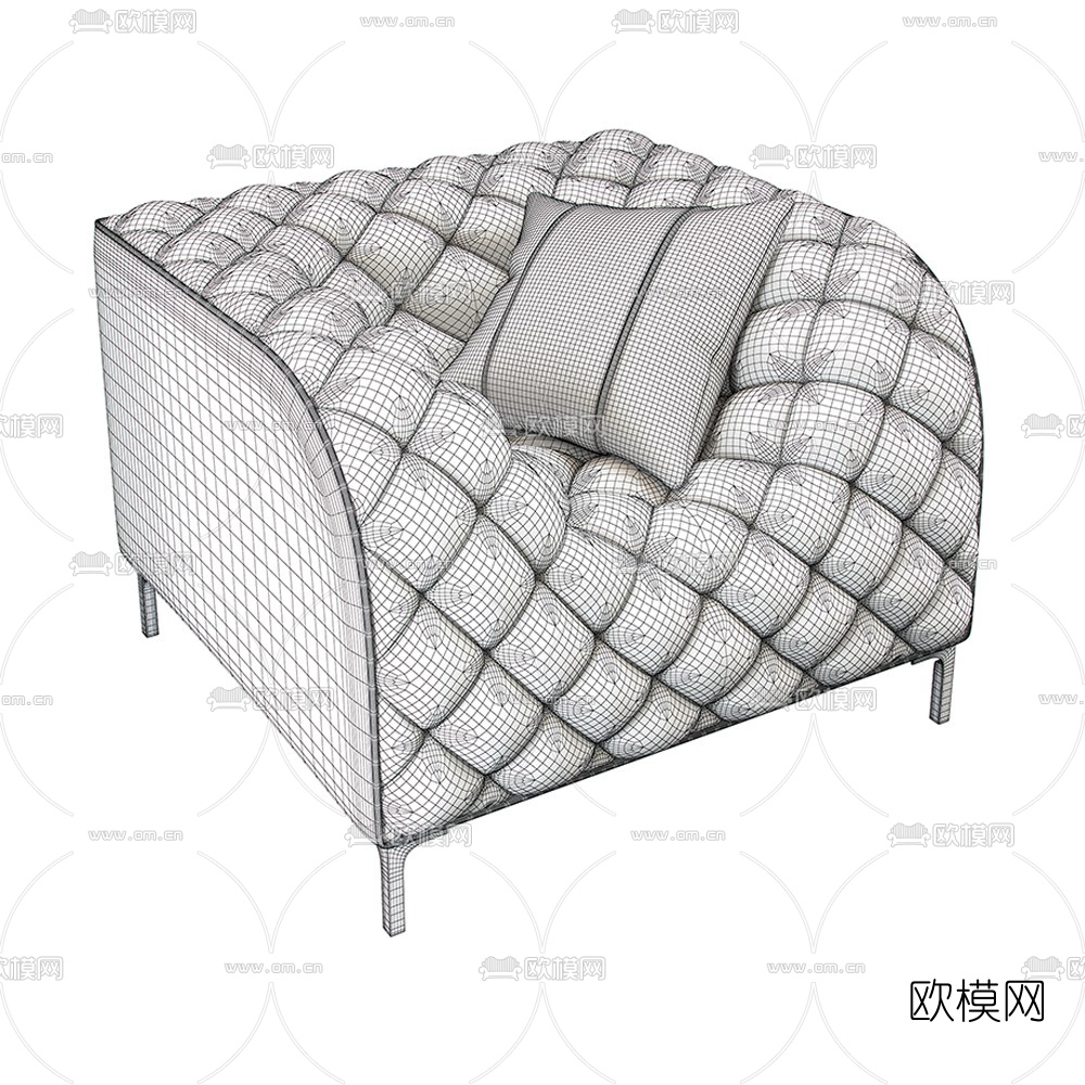 后现代布艺休闲沙发3d模型