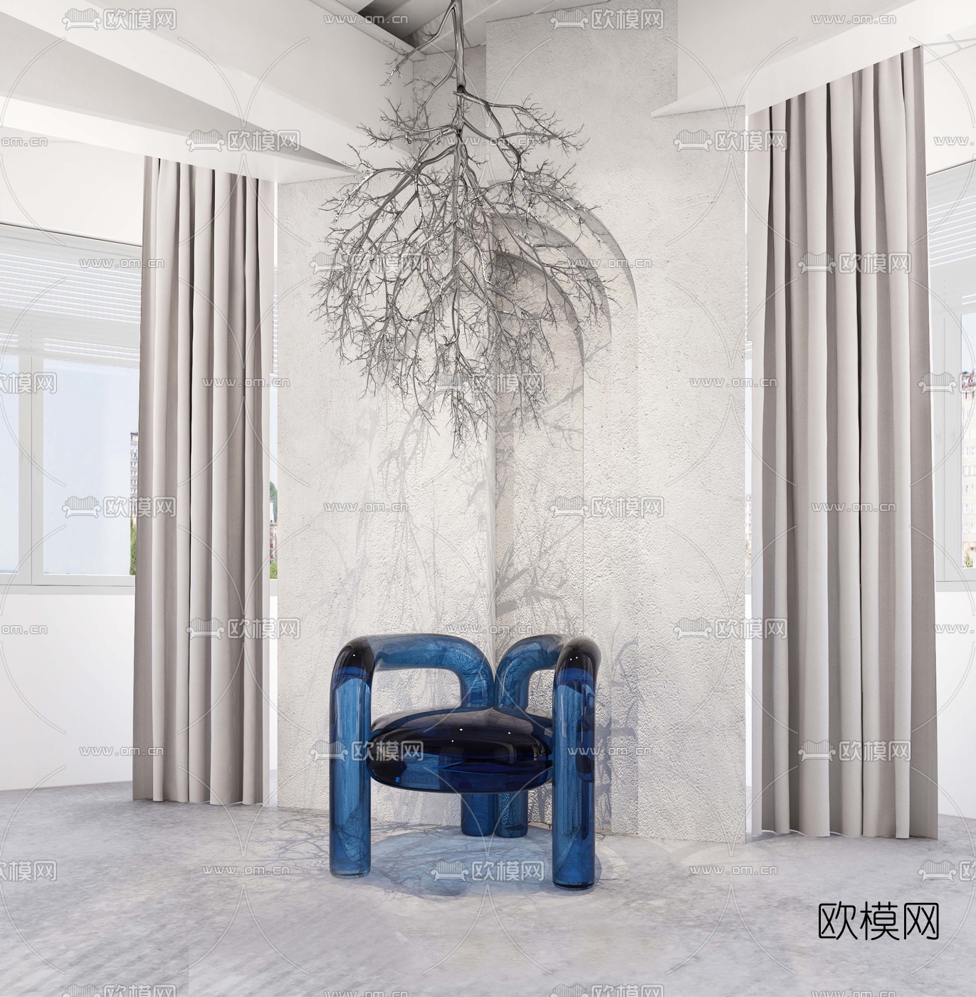 现代极简摄影工作室3d模型下载（渲染图7）