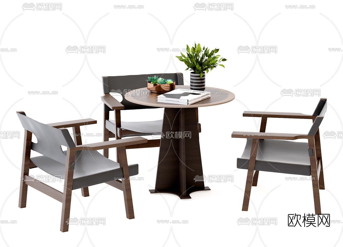 现代圆形休闲桌椅3d模型下载
