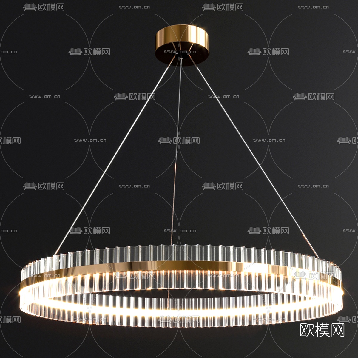 现代环形金属水晶吊灯3d模型下载