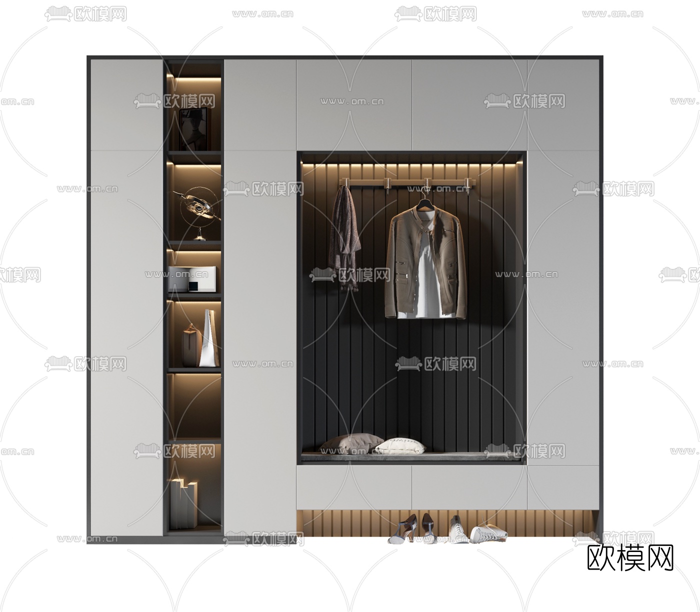 现代鞋柜su模型下载（渲染图1）