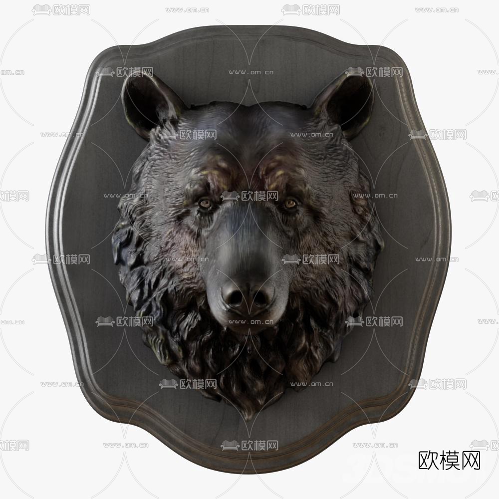 北欧熊头雕塑挂件3d模型