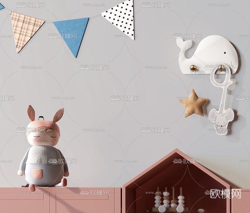 北欧儿童玩具收纳柜3d模型