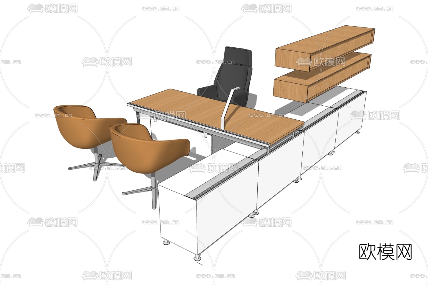 现代卡座办公桌免费su模型下载