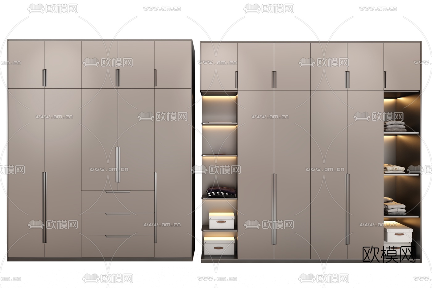 现代轻奢衣柜3d模型
