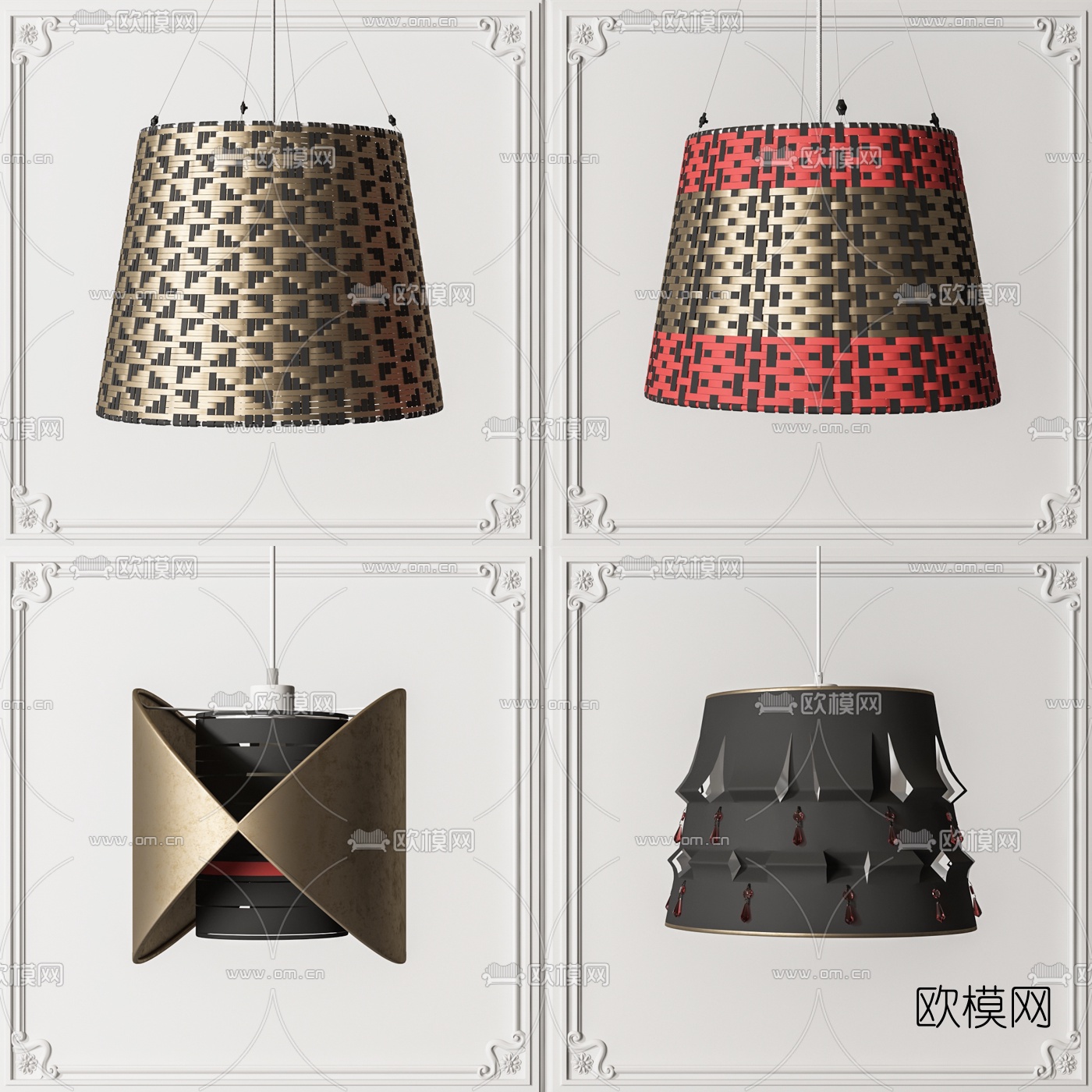现代轻奢吊灯3d模型下载（渲染图1）