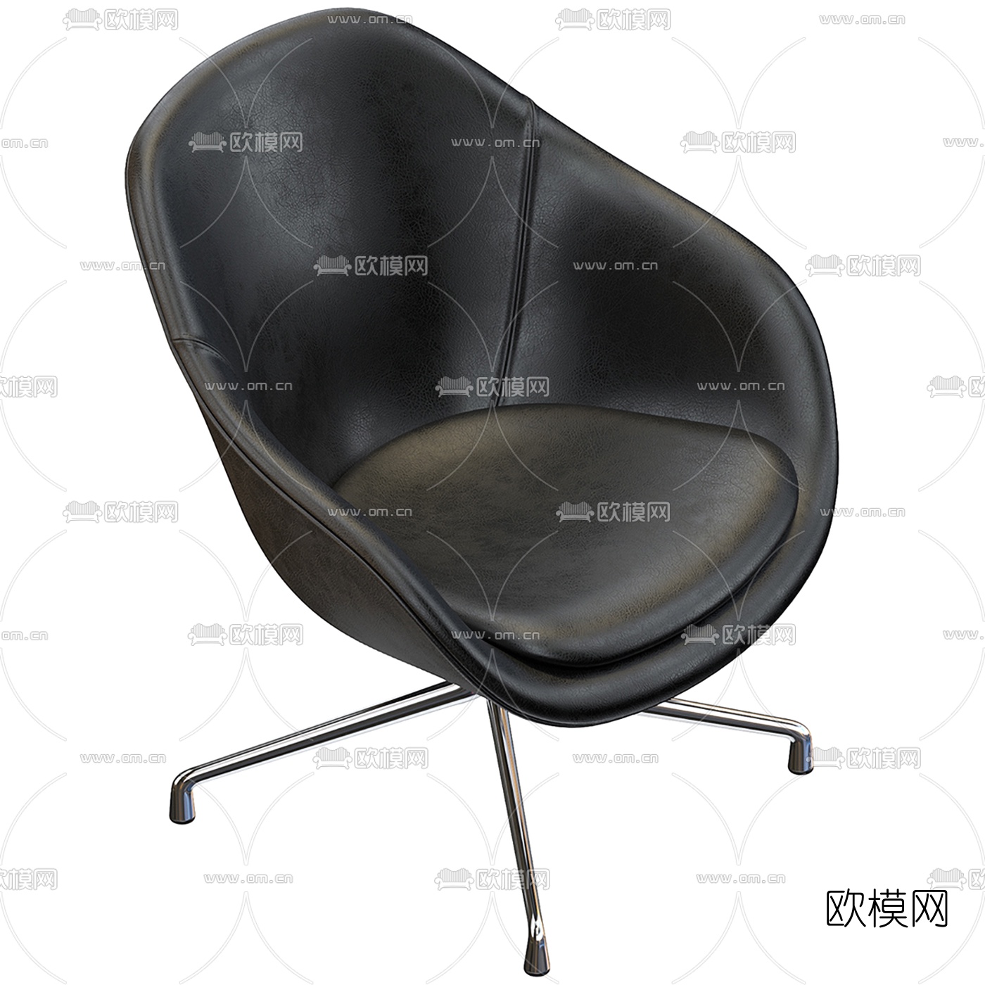 现代布艺皮革休闲椅3d模型