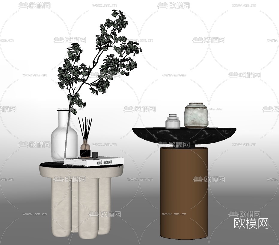 现代轻奢边几su模型下载（渲染图2）