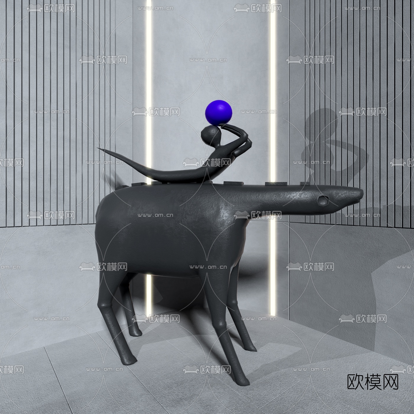现代人物雕塑3d模型