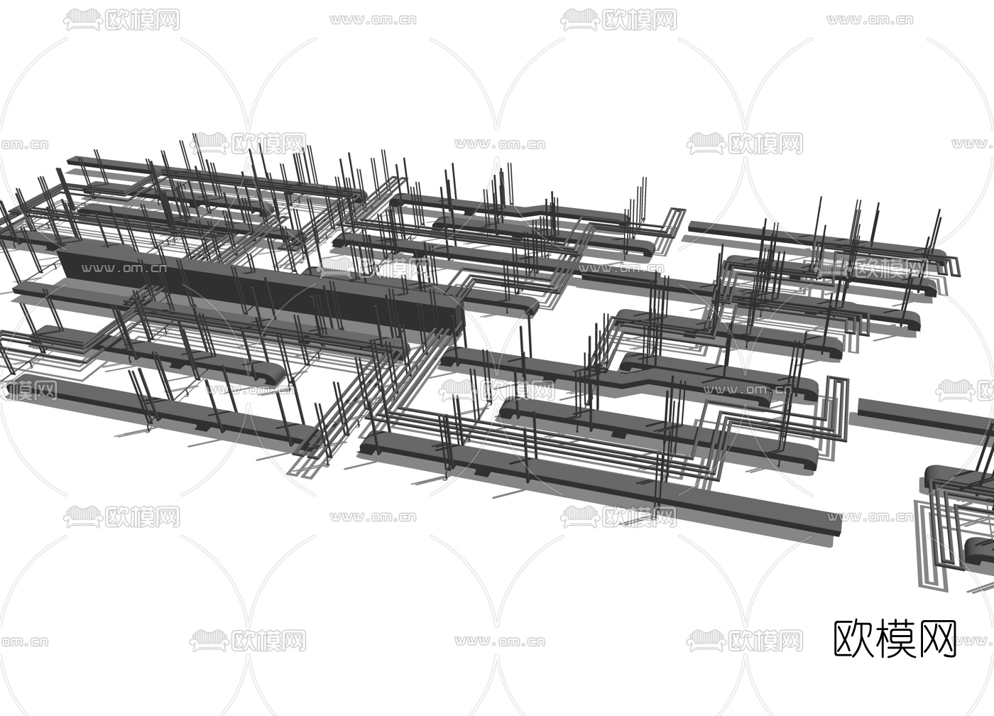 现代天花吊顶su模型下载