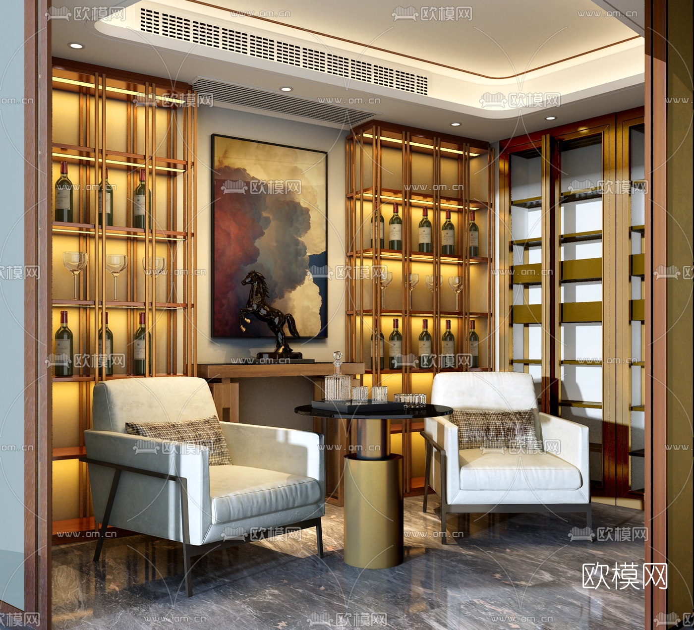 C.H.Y室内设计 现代休闲沙发组合3D模型下载（渲染图1）