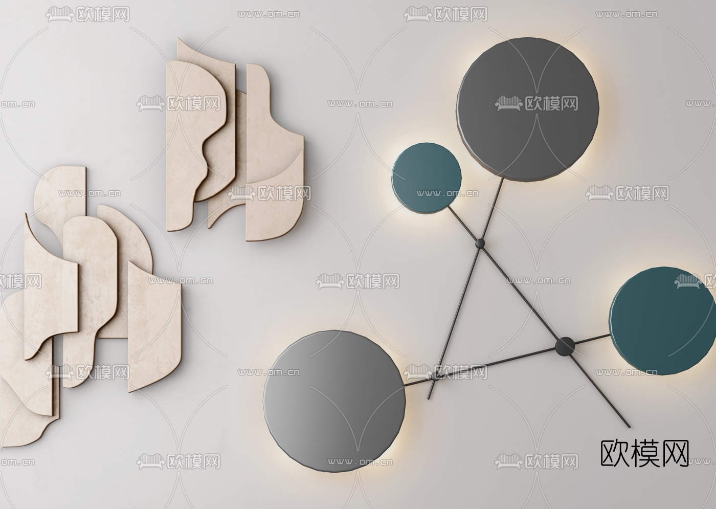 现代不规则几何墙饰挂件3d模型