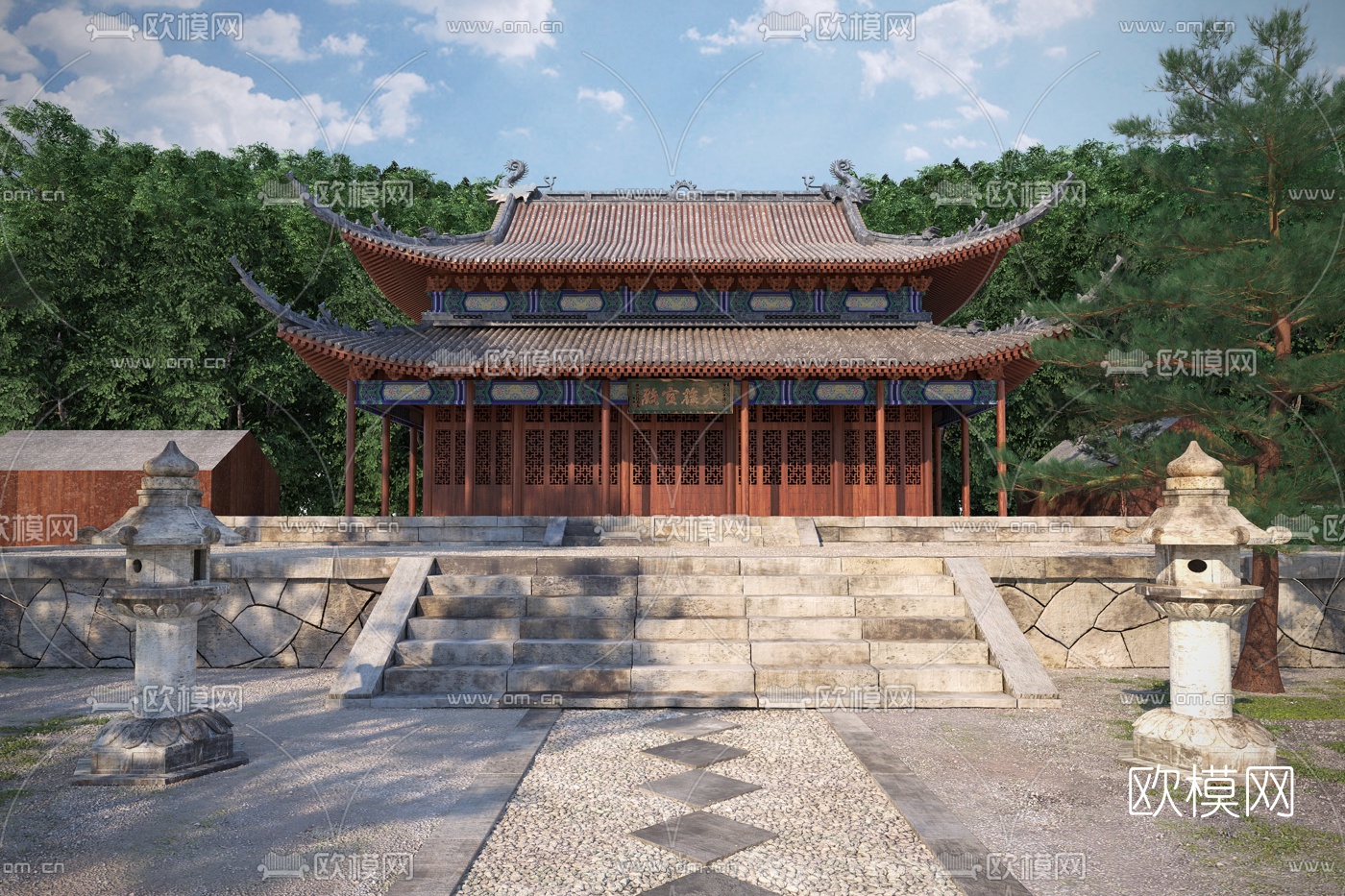 中式古建宝殿3d模型