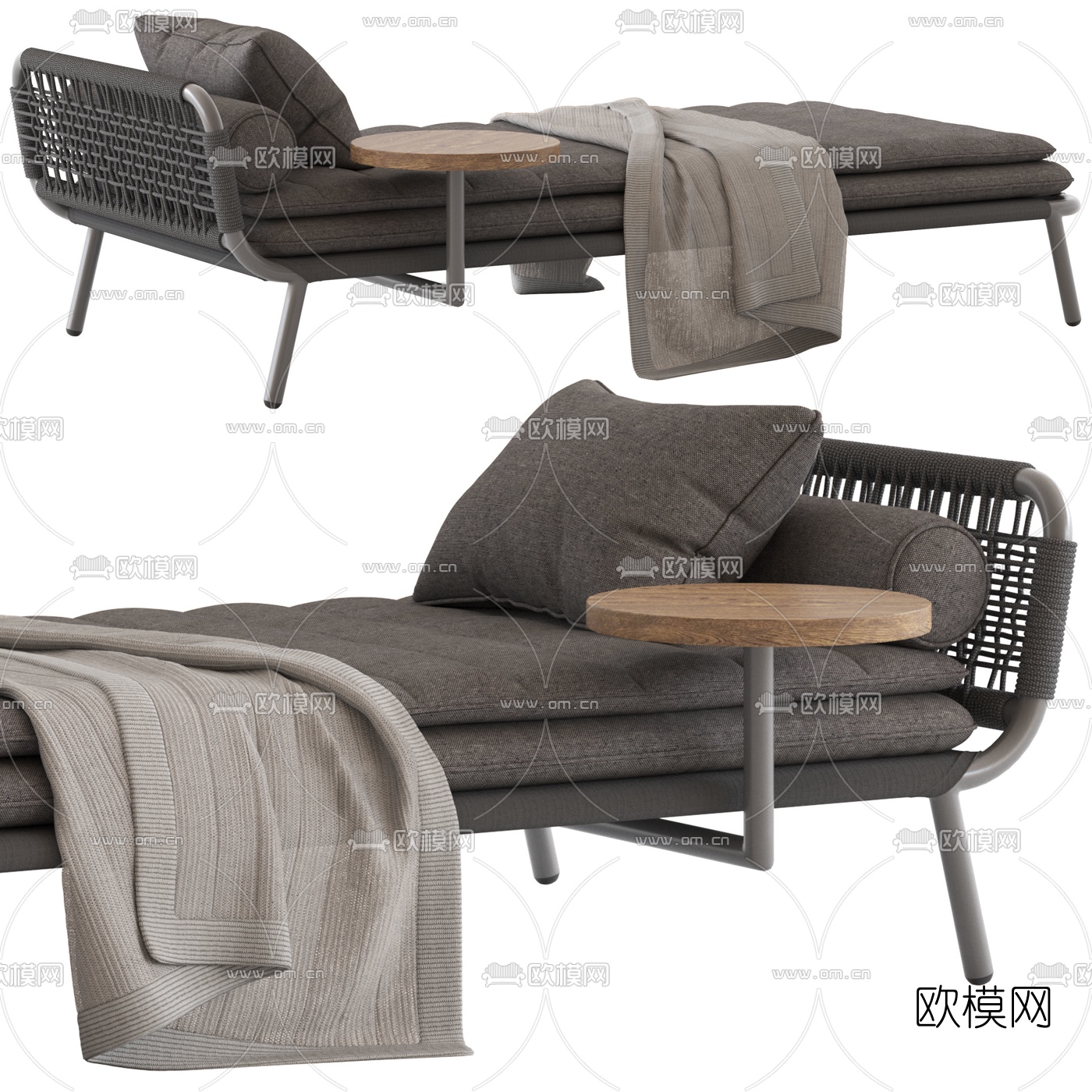 Meridiani  现代床尾凳3d模型下载（渲染图2）