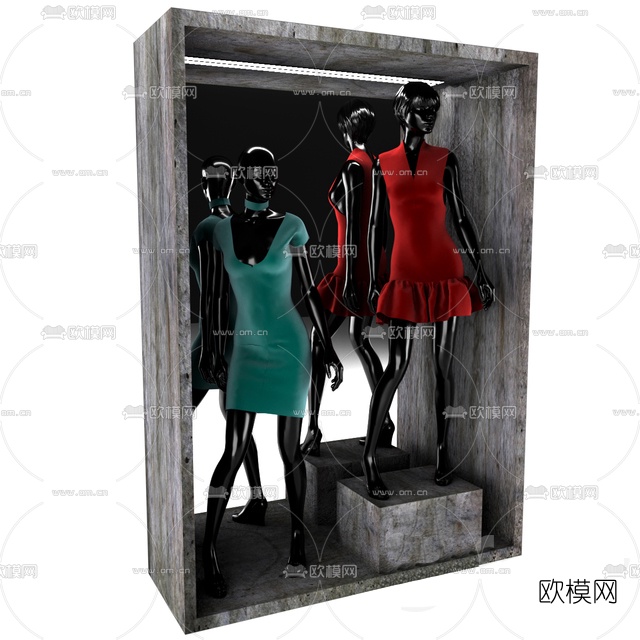 现代女装橱窗展柜免费3d模型