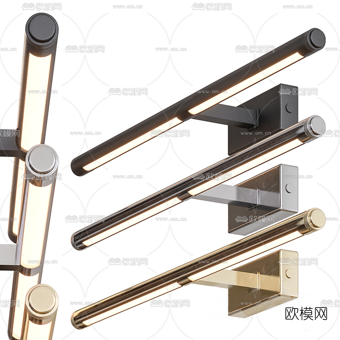 Bonaldo 现代条形金属壁灯3d模型下载