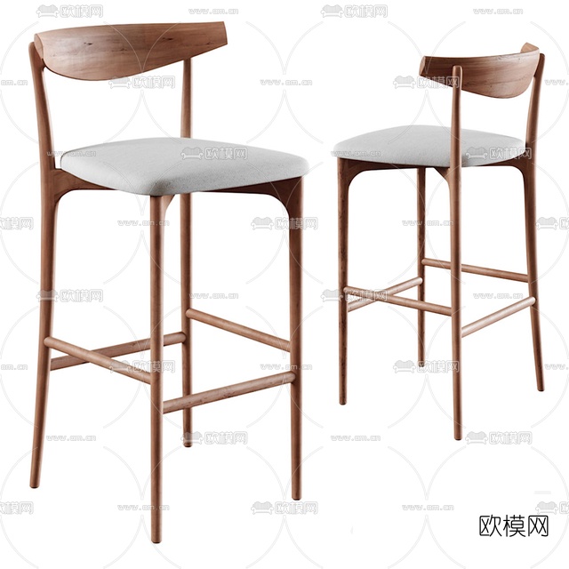 现代靠背吧椅3d模型下载