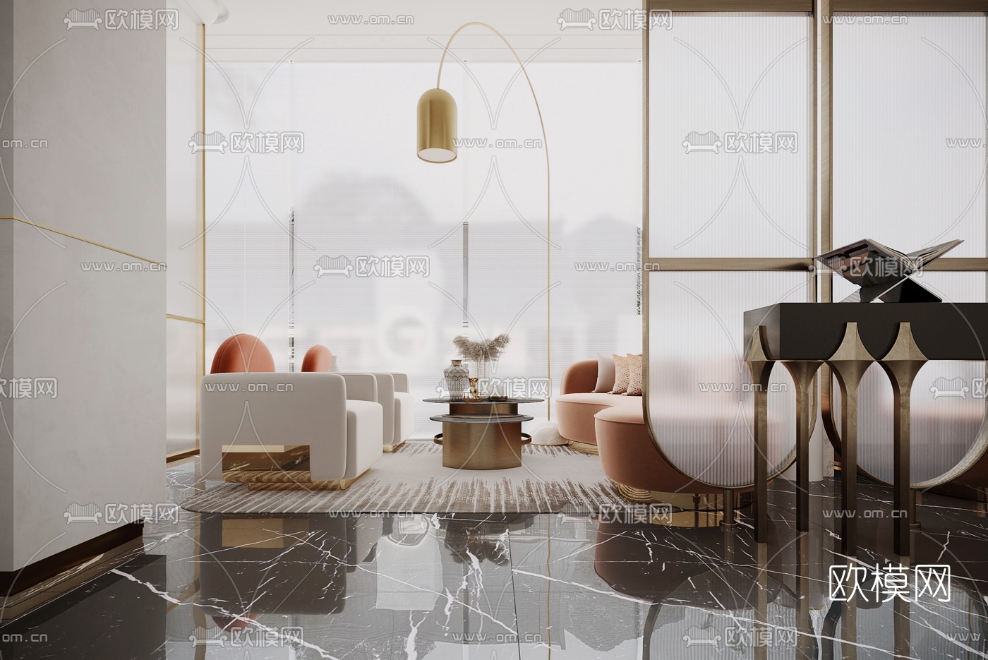 现代售楼部洽谈区su模型下载