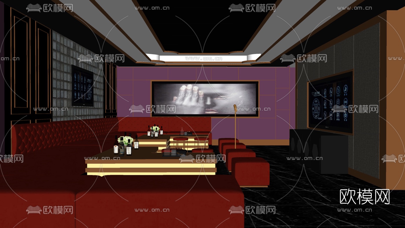 现代KTV包房su模型下载（渲染图2）