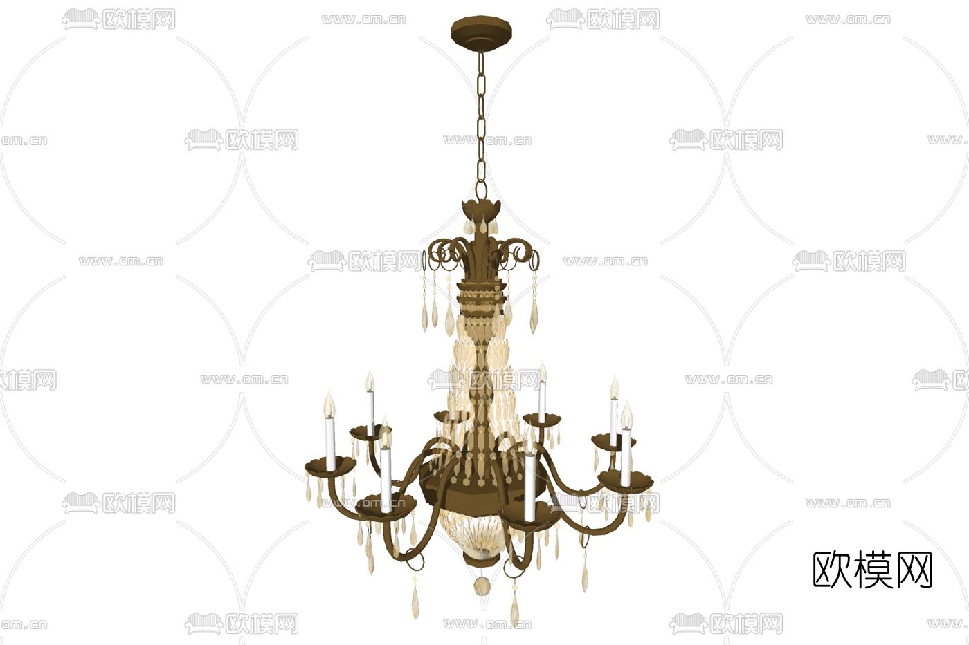 欧式金属烛台吊灯su模型下载