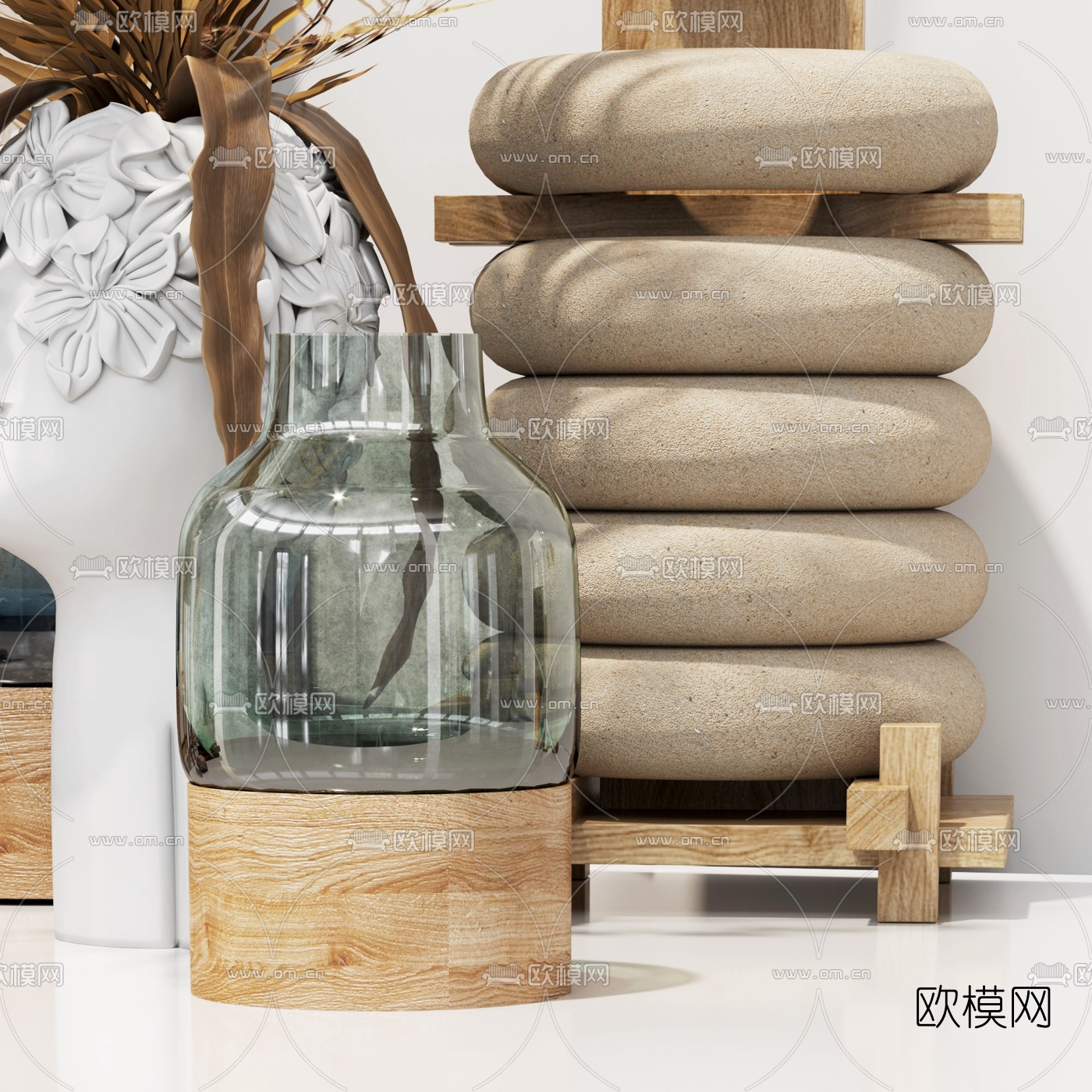 北欧干花画框摆件3d模型下载（渲染图2）