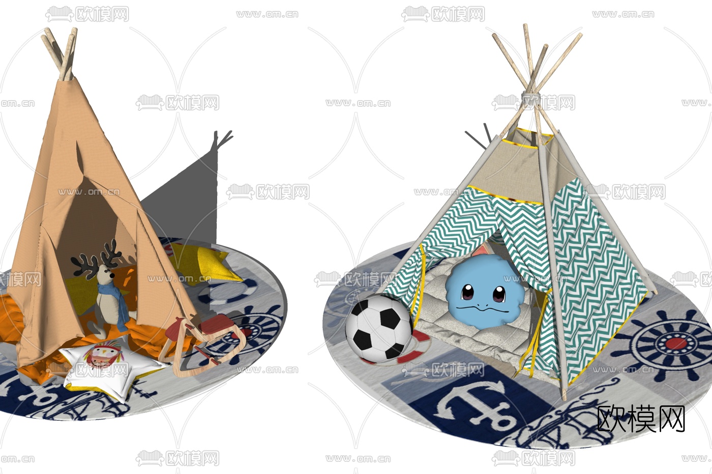 北欧儿童帐篷免费su模型下载