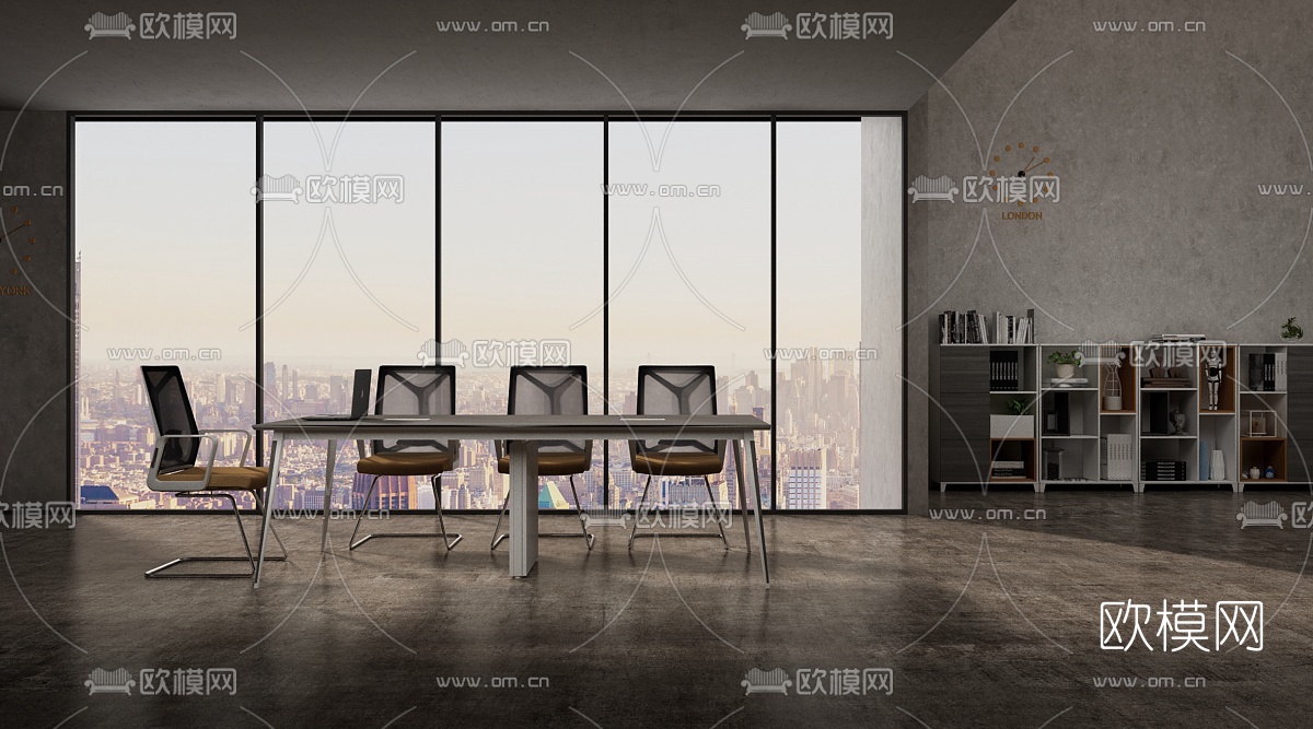 现代会议桌椅3d模型
