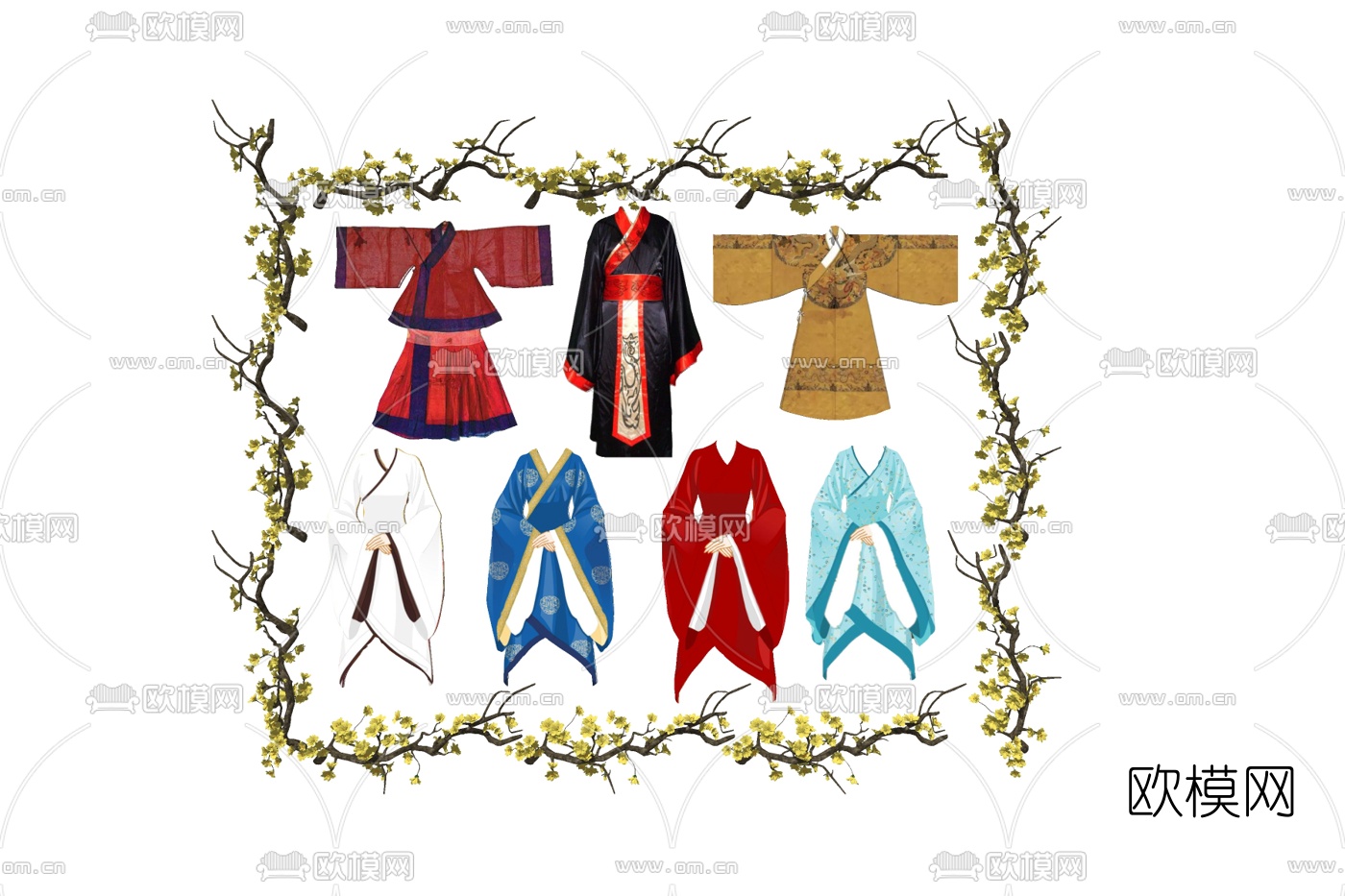 中式服饰su模型下载