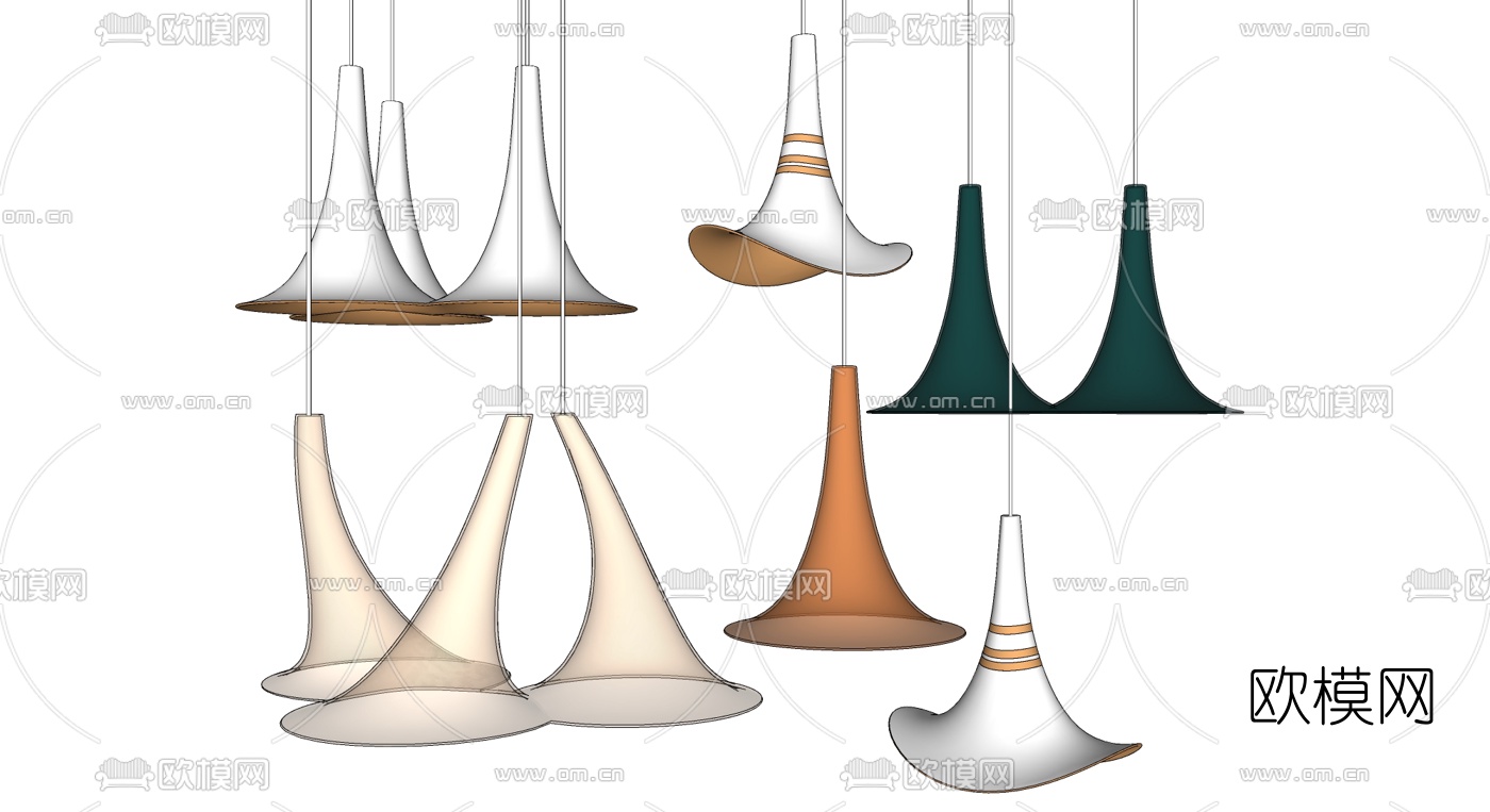 现代喇叭形装饰吊灯su模型下载