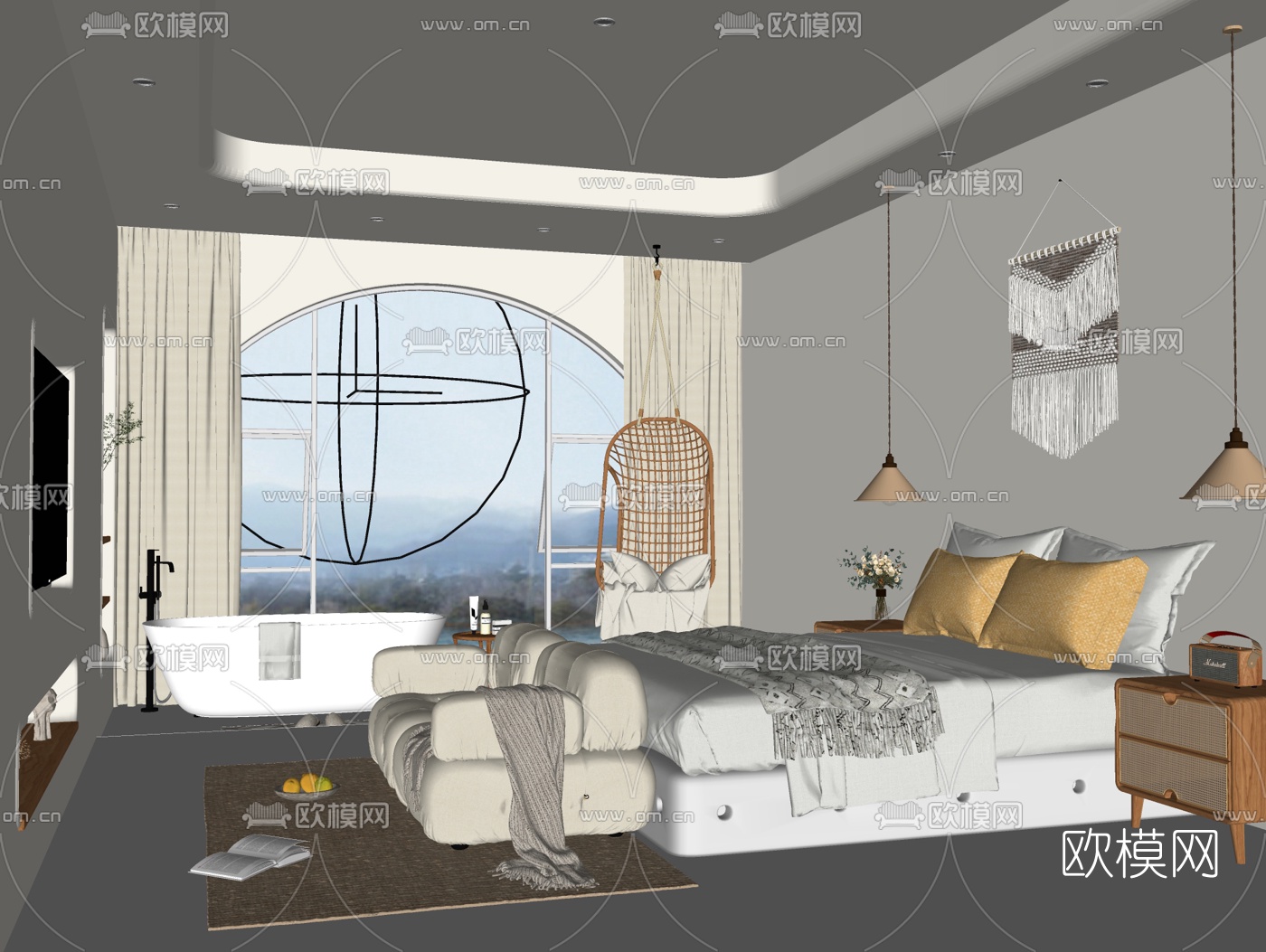 北欧民宿客房su模型下载（渲染图3）