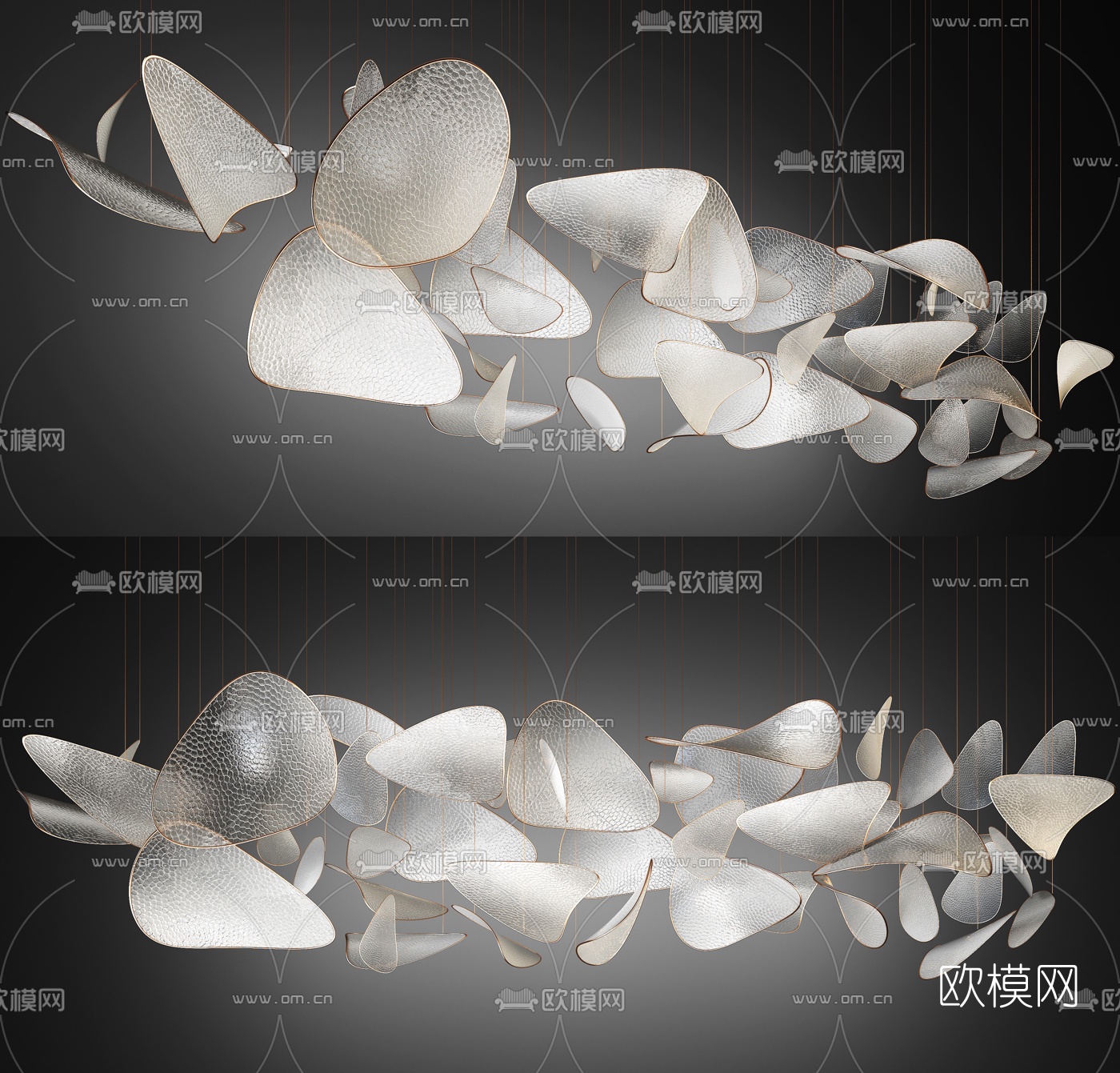 现代玻璃花瓣装饰灯3d模型-免费3dmax模型库-欧模网