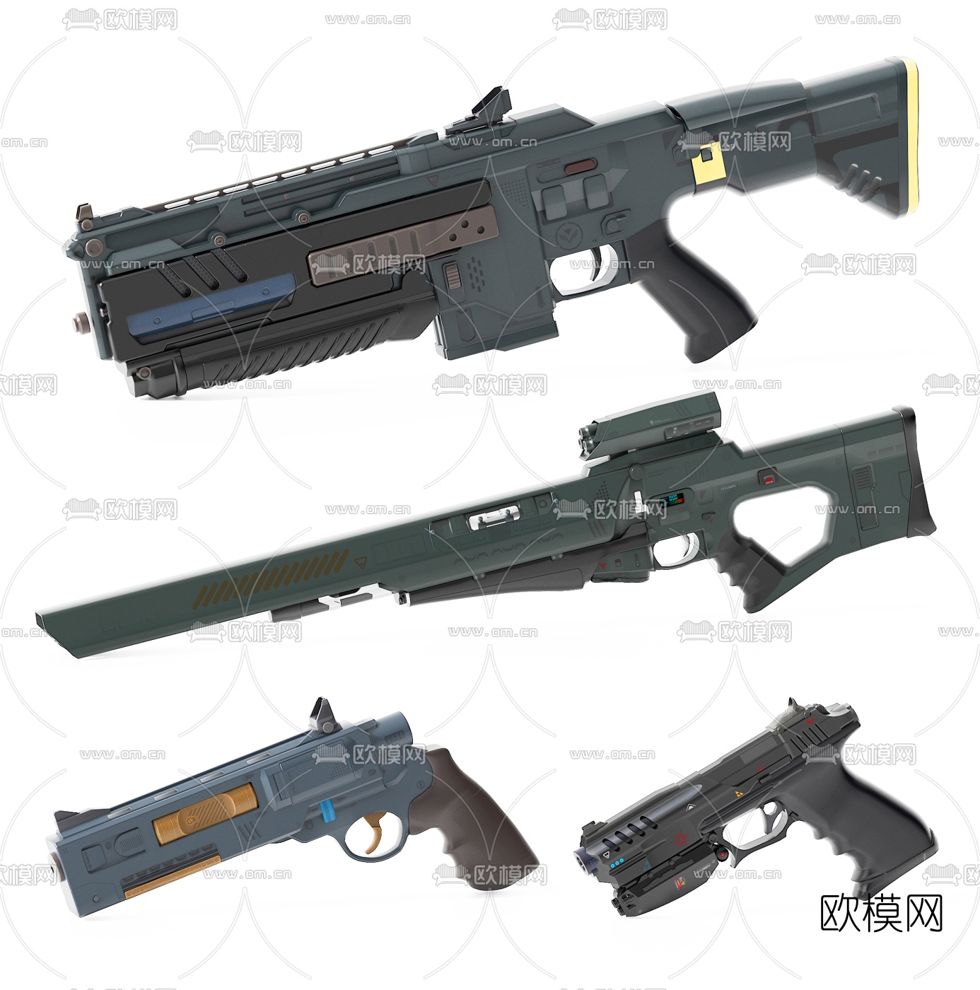 现代枪支武器3d模型下载