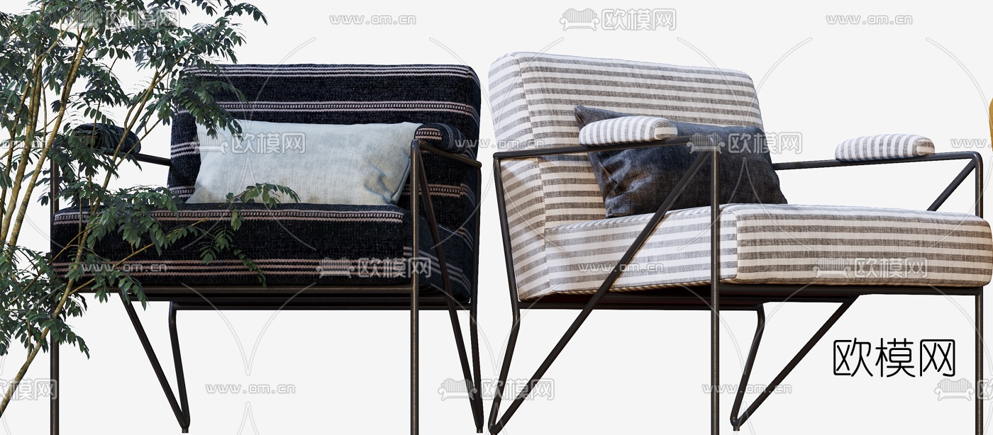 现代布艺休闲椅3d模型