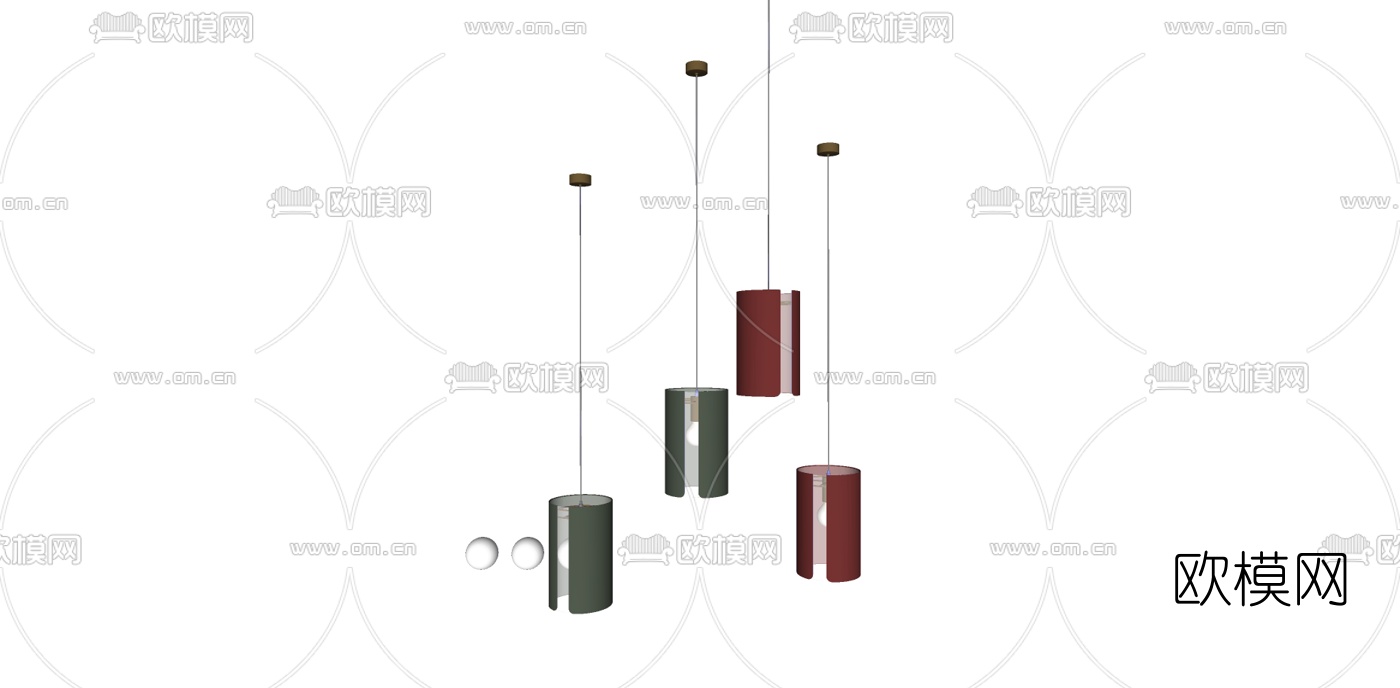 现代烤漆吊灯su模型下载