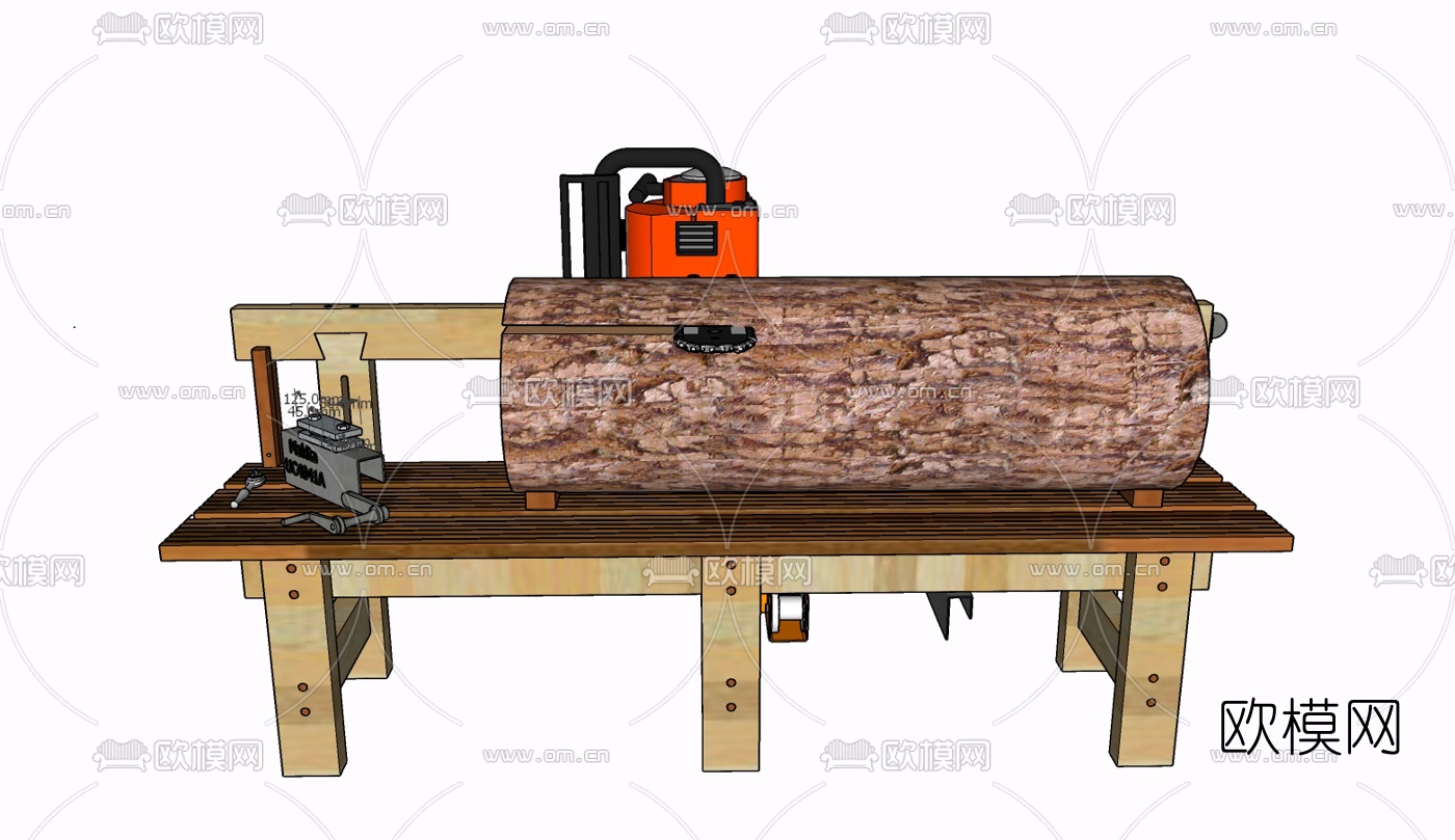 现代锯木机免费su模型下载
