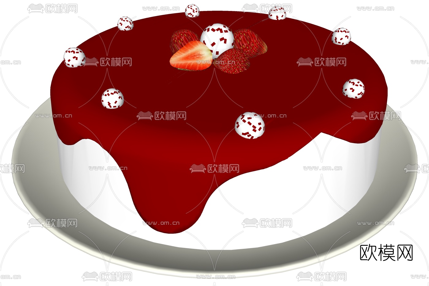 现代奶油蛋糕su模型下载
