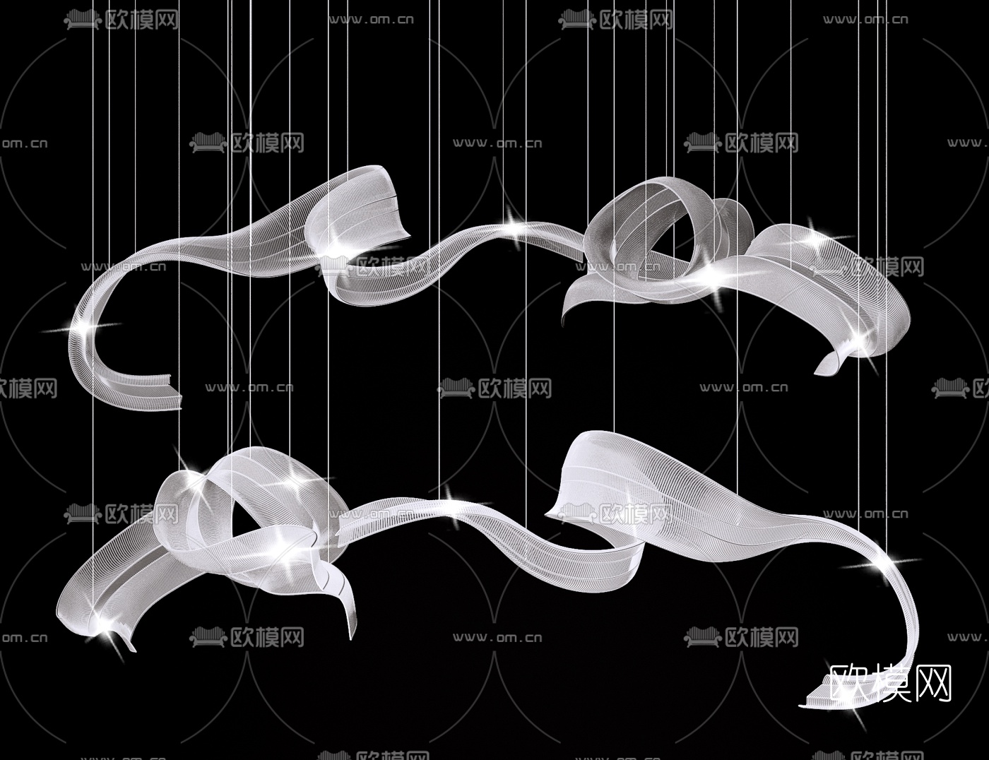 现代水晶飘带装饰灯3d模型下载