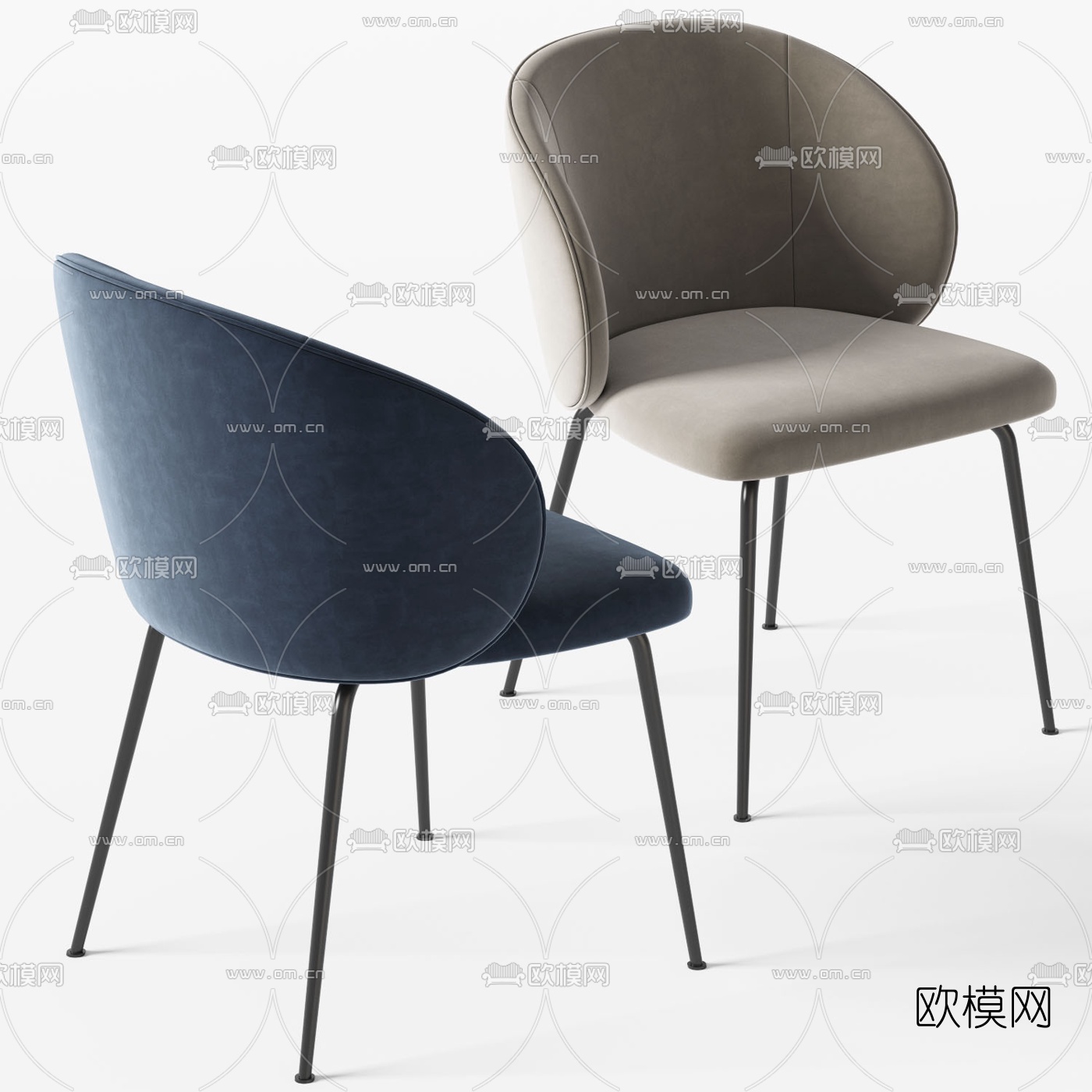 现代布艺单椅餐椅3d模型