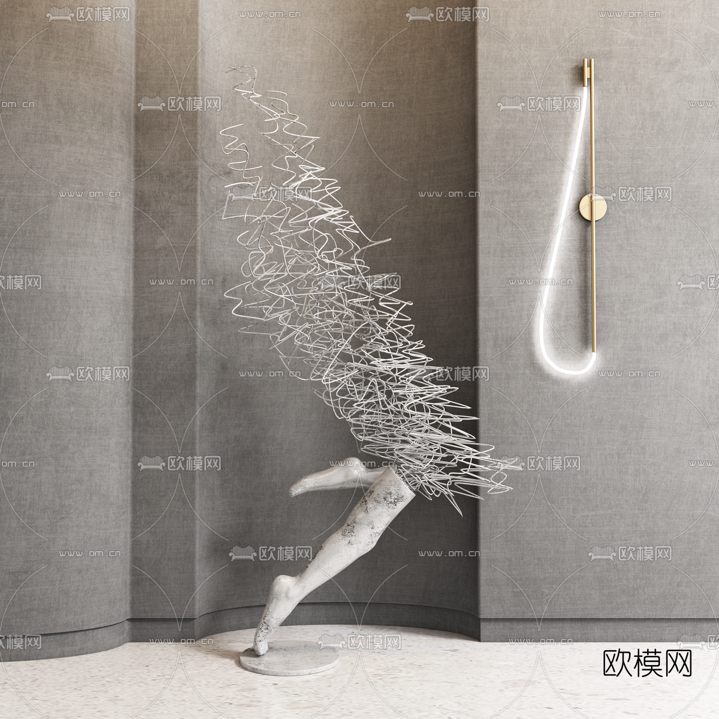 现代抽象雕塑摆件3d模型
