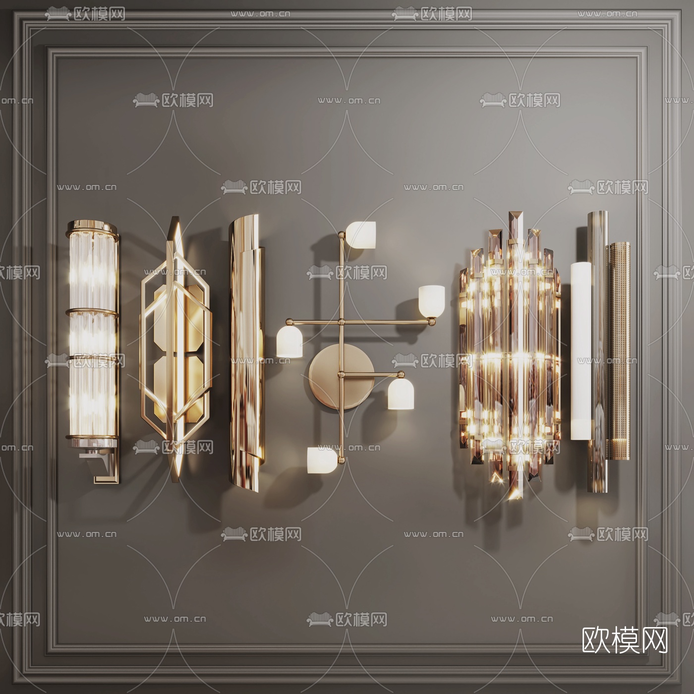 现代金属壁灯su模型下载（渲染图1）