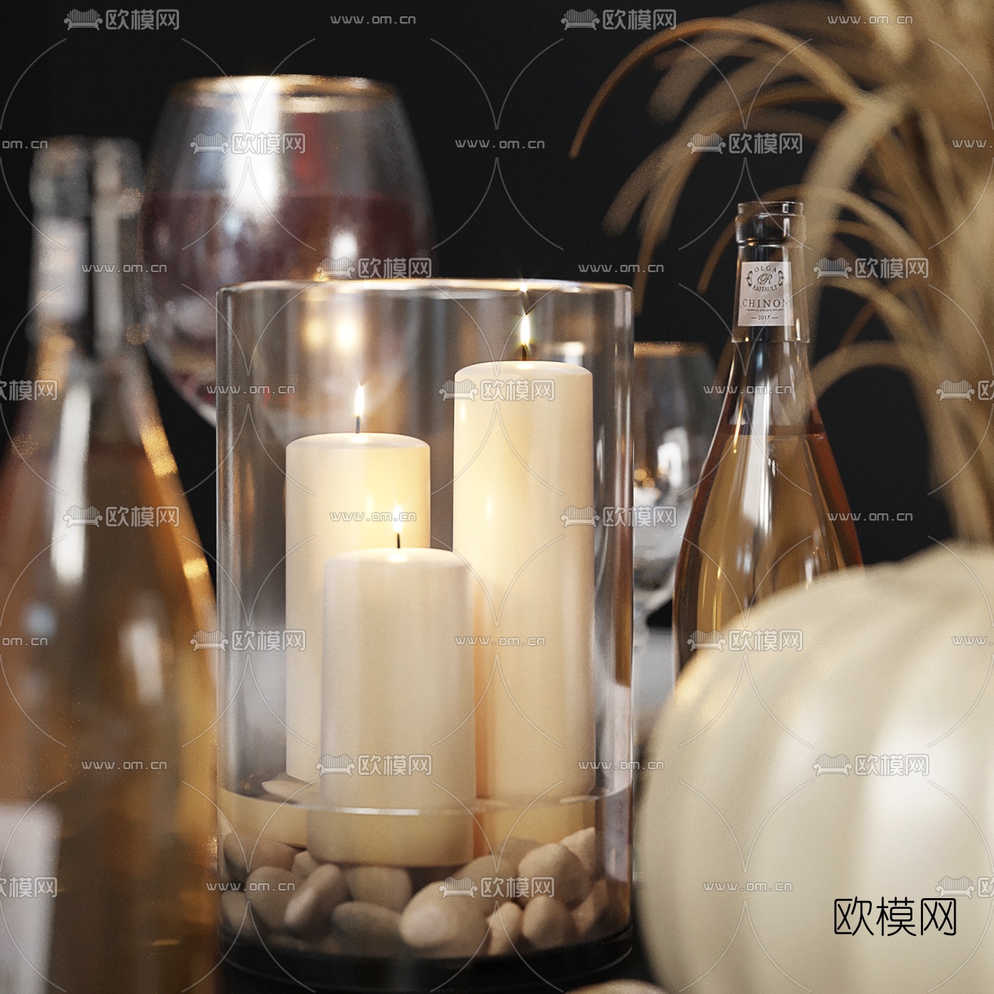 北欧轻奢餐具酒水3d模型
