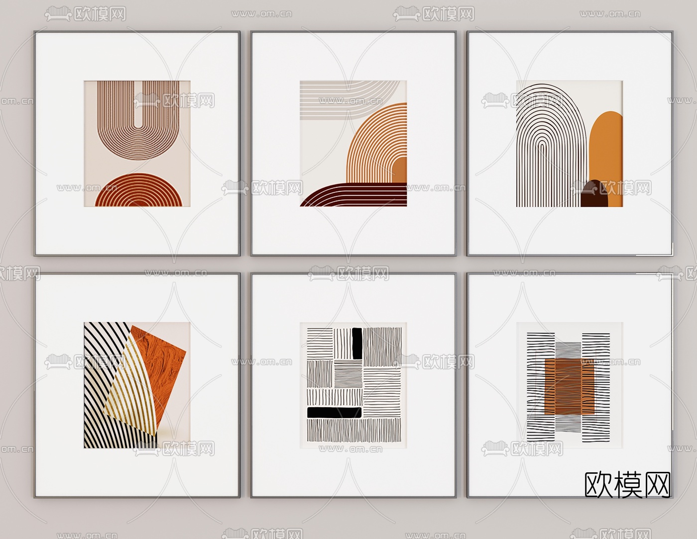 现代抽象挂画3d模型下载