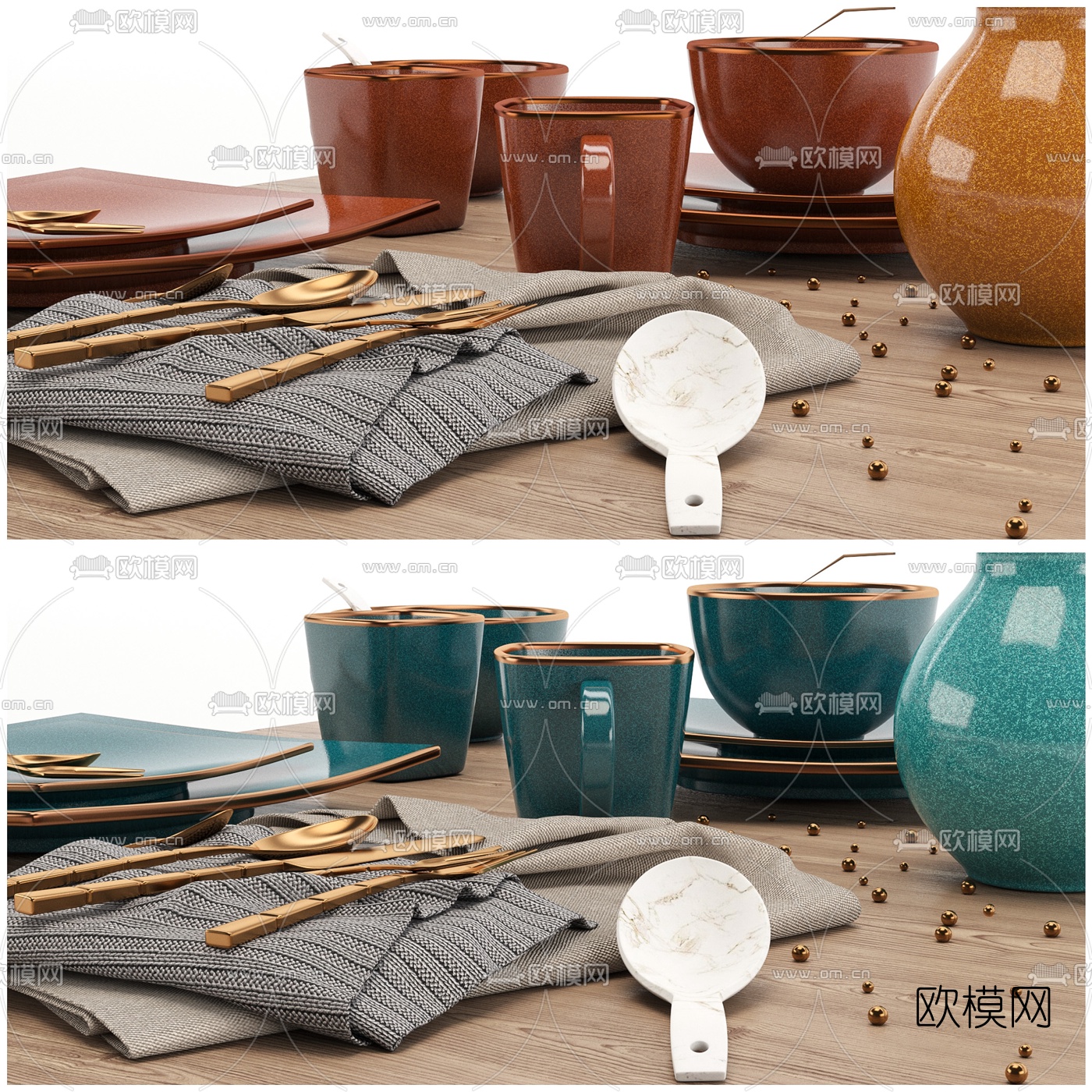 北欧碗刀叉餐具3d模型下载（渲染图3）