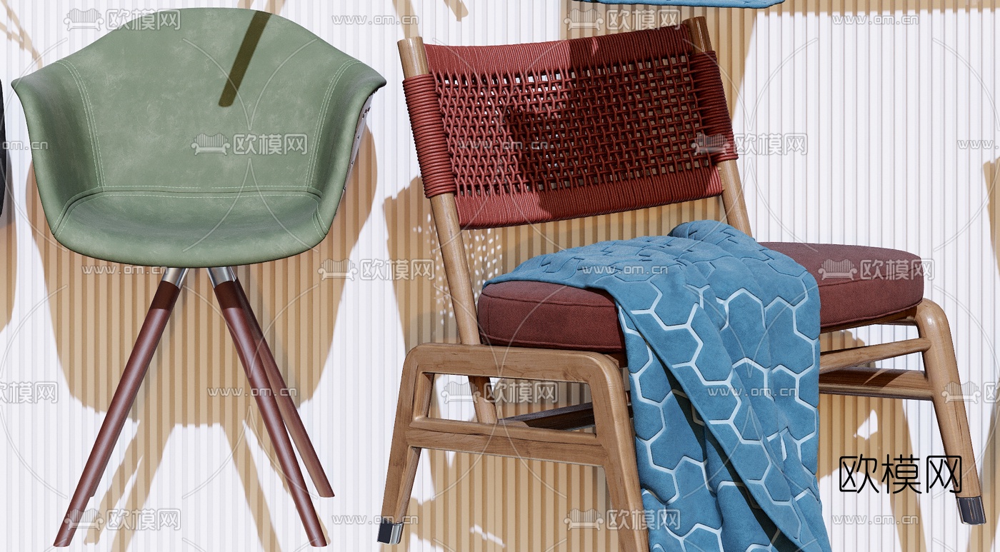 北欧编织户外休闲椅3d模型下载（渲染图8）
