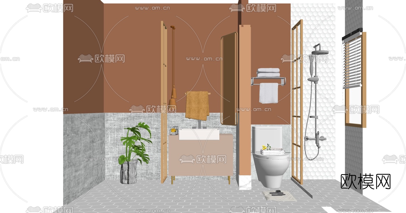 北欧卫生间浴室su模型下载