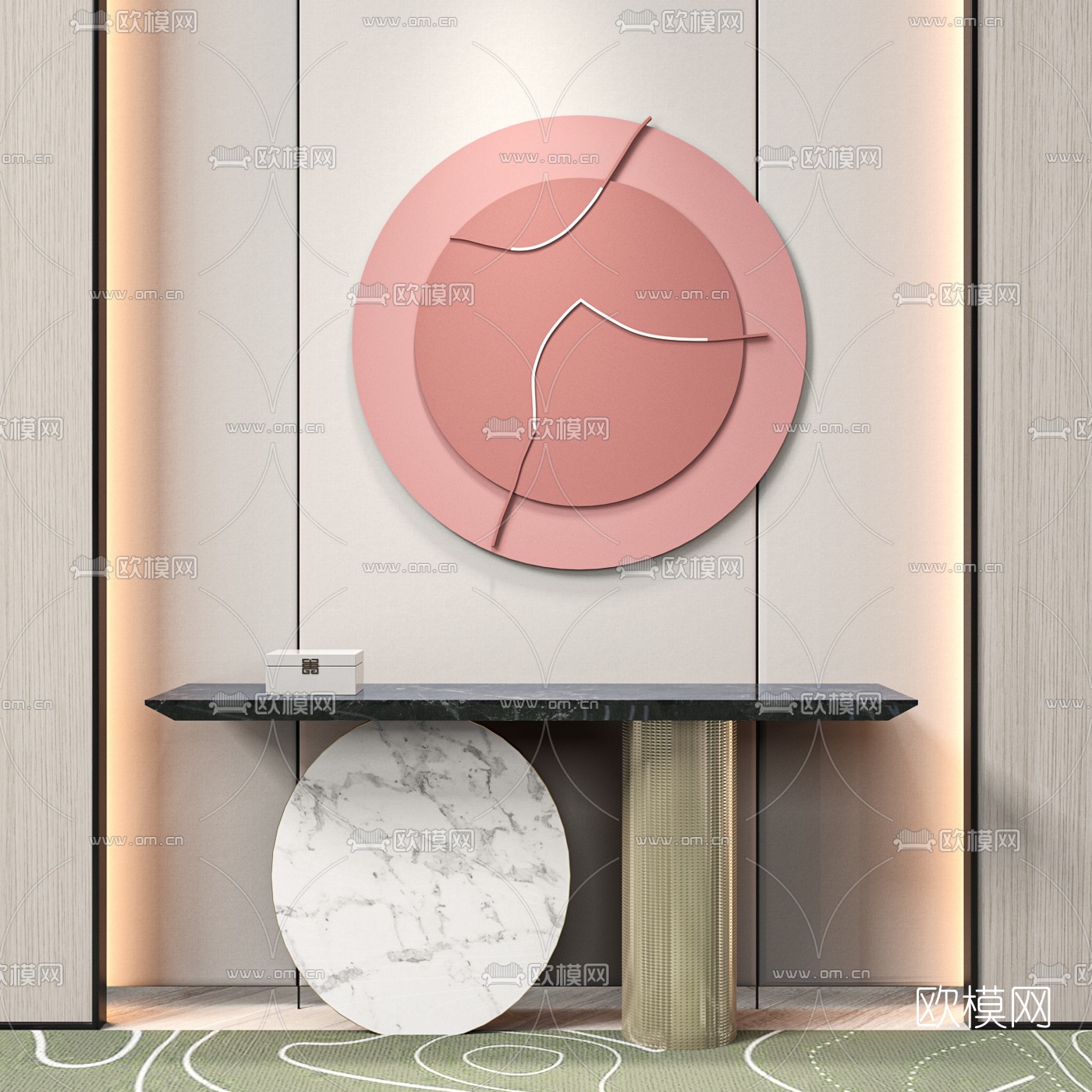 现代端景条案3d模型