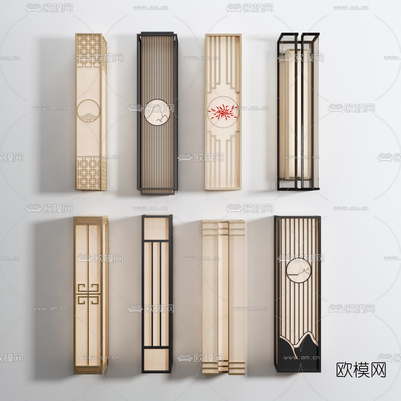 新中式简约壁灯3d模型