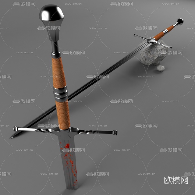 欧式金属双手剑免费3d模型下载