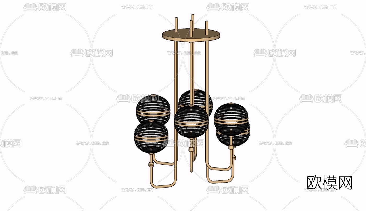 现代金属吊灯免费su模型下载