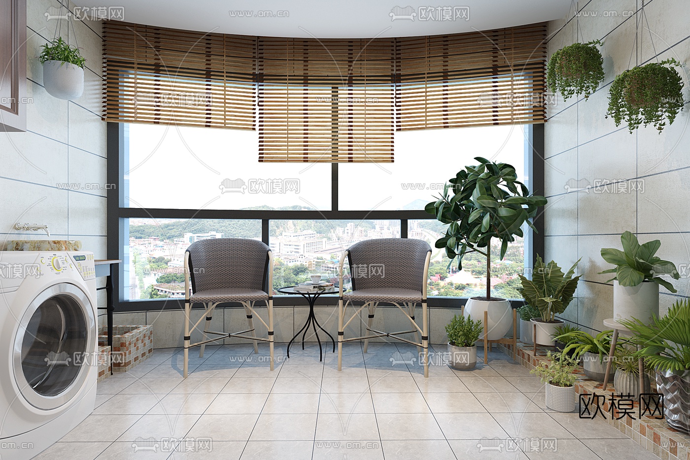 现代阳台洗衣房免费3d模型下载